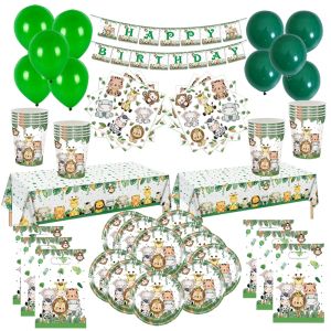 Album Safari Party Decoration Birthday Party Decor Kids Jungle Disponertable Table Set Baby Shower Girl Birthday Party Supplies