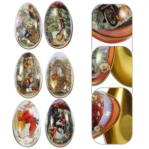 Gift Wrap 6 Pcs Easter Tin Box Decorative Boxes With Lids Candy Container Jar Tinplate Tins Iron Party Favor Storage Case Retro