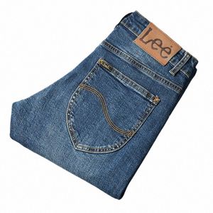 Горячие продажи Джинсы Классические прямые джинсовые брюки Busin Повседневные джинсовые брюки Высокое качество Мужские джинсы Тонкие эластичные брюки Homme K6fc #