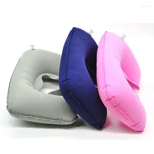 Pillow Case Outdoor Comfortable Portable Travel Inflatable Protection Neck Trip U-shaped PVC Flocking Air Accessories
