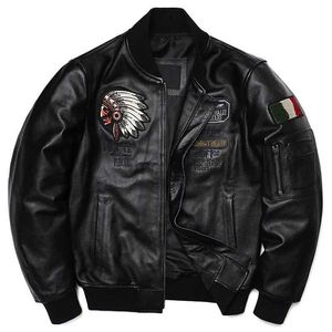 Pelle da uomo in ecopelle 2023 Nuovo ricamo indiano Vera pelle Uniforme da baseball Giacca moda uomo Pelle bovina Giacche da moto Abbigliamento Taglia S-5XL 240330