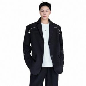 luzhen Men's Blazer Trend Fi Persality Zipper Decorati Casual Suit Coat Niche Design Korean Style Jackets Autumn 0b3c2e j1Er#