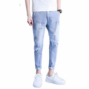 2022 New Men Stretch Skinny Jeans Male Designer Brand Super Elastic Straight Trousers Jeans Slim Fit Fi ripped Jeans 17PH#