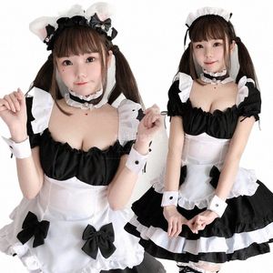 Pośrednika cosplay urocza kotka dziewczyna cosplay seksowna niskopijowa garnitur Maidservant Attire Anime Subdue Temptati Dr 8piece Disfraz 58Gz#