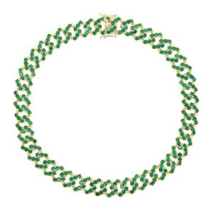 Moda 5a zircone cristallo rotondo cz pavimentato tennis cubano collana girocollo per le donne femmine colore verde CZ gioielli hip hop regali X0509215H