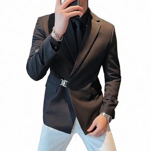 high Quality Suit Men's British Style Slim Elegant Fi Busin Casual Dr Tuxedo Spliced Collar Plover Case Blazer Jacket v9dR#