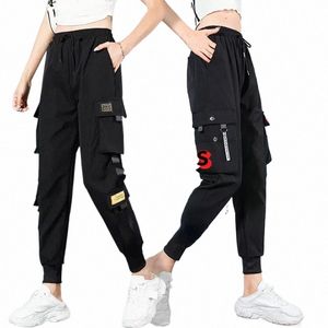 artı beden kargo pantolonu kadınlar için sweaatpants yüksek bel y2k siyah gündelik öğrenci tapan pantolon fi Koreli joggers z4zc#