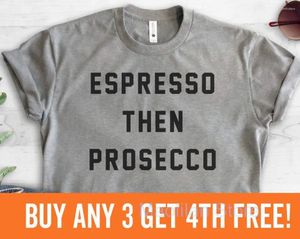 Kvinnors T-skjortor espresso sedan prosecco t-shirt damer unisex crewneck kort långärmhet