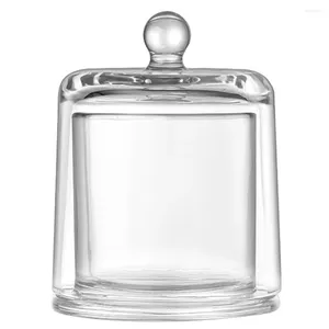 Titulares de vela Recipientes de doces Recipientes de vidro Cubo Jar Copos Decoração Suporte de cera de manteiga Transparente Home