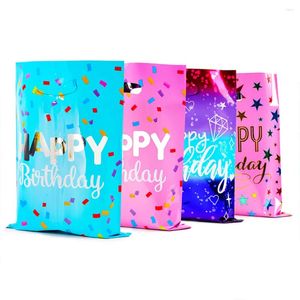 Gift Wrap Happy Birthday Bags Plastic Candy Cookie Pink Blue Black Treat Pouch Package For Kids S
