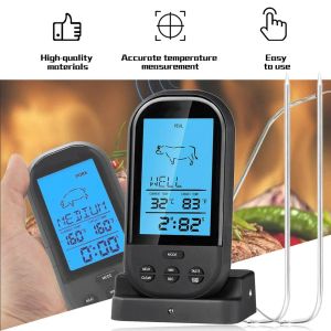 Mätare svart trådlös digital LCD -skärm BBQ Termometer Kök Barbecue Digital sond Möttermometer BBQ Temperaturverktyg