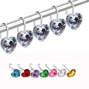 Shower Curtains 100Sets(1200PCS) Heart Curtain Hooks Rings Bling Decorative Hangers Stainless Steel Rustproof Wholesale K2