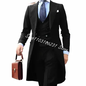 3-częściowe garnitury ślubne Slim Fit Tuxedos for pana młodego Eleganckie męskie garnitury Blazer Vest Costume Homme Mariage H8k0#