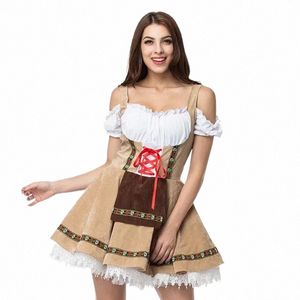 Women's Party Bodyc Dr Off Shoulder Oktoberfest Beer Girl Costume Maid Character Beer Girl Uniform Khaki Off Shoulder Dr 96PB#