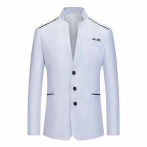 Novos homens casuais busin solto manga lg terno formal blazer fino gola jaqueta trabalho bunda estilo britânico sólido terno masculino u1a9 #