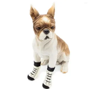 Psie odzież pies skarpetki śliczne kreskówki ciepłe dzianinowe buty szczeniaki pakiet przeciwpoślizgowe ochraniacze na małą uroczą zimę