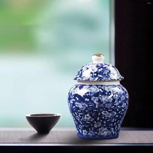 Garrafas de armazenamento porcelana gengibre jar decoração de casa acento decorativo vaso de flor cerâmica vitrificada