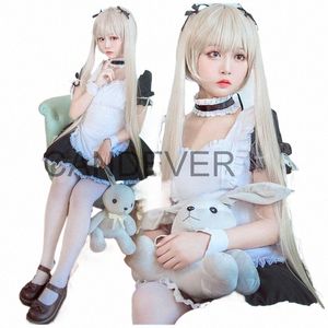 anime yosuga no sora kasugano sora maid nis sissy hizmetçi dr kawaii peruk kıyafeti cosplay kostümleri kadın seksi meidofuku lolita p1yo#