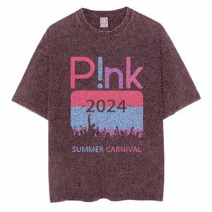 Cantante di musica Tour P! Nk SUMMER CARNIVAL 2024 Fan T-shirt Qualità Cott Uomo Donna Abbigliamento Rock Pink Graphic Manica corta Tees u6Di #