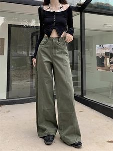 Damen Jeans WCFCX STUDIO American Retro Loose Vielseitige Denim Straight Leg Pants Herbst und Winter Casual Street Cargo Pant