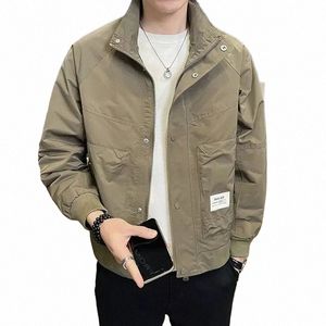 bomber Jacket Men Spring Autumn Stand Collar Jackets For Men New Korean Loose Casual Men's Cargo Coat Men Short Men's Clothing 150q#