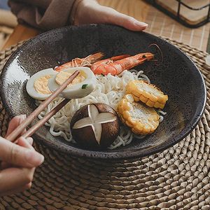 Tigelas retro tigela grande japonesa e coreana Cerâmica Ramen Sopa Dish prato Creative Single Style Restaurant