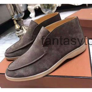 Loro Pianaa Piano Shoe Lady Suede Top Slip-on High New Real LP Luxury Leather Comfortable Mens Walk Shoes Short Sneakers Big Size 45 46