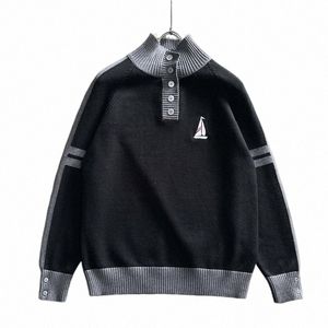 fi tb varumärkes tröjor män smala fit pullover kläd lapptäcke ull randig turtleneck tjock höst vinter casual pälsbo 574x#