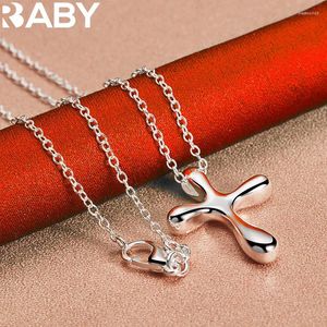 Hängen 925 Sterling Silver Drop-Shaped Cross Pendant Necklace For Women Man 18-30 Inch Chain Fashion Jewelry Classic Simple Accessories