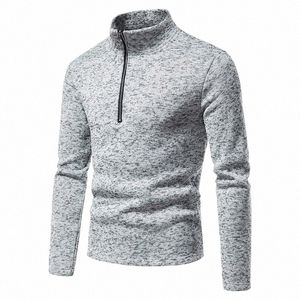 Yeni Erkekler Giyim Hoodies Sıcak LG Kollu Kazak pamuklu Plaket Zip Düz Renk Bultlenek Dip Düz Gömlek Kat Adam Q5eo#