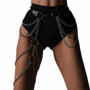 Sexy corpo cintura corrente gótico punk couro harn jóias cinto em camadas barriga corrente para mulheres festival rave festa accories l4le #