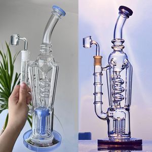 Thick Glass Bong Hookah Arm Tree Inline Water Pipes Recycler Oil Dab Rig Smoking Pipe Shisha Bubbler with 14mm Joint