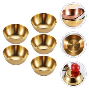 Plates 5 Pcs Small Seasoning Dish Child Kids Brass Bowls Stainless Steel Flavor