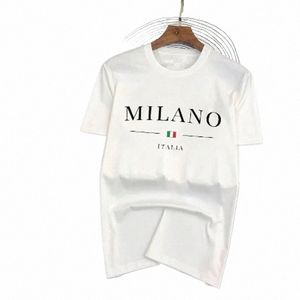 brand Fi Letter Printing Men's T-shirt 100%Cott Summer Luxury Short Sleeve Tees Solid Color Wear Streetwear Tops Shirt 83F3#