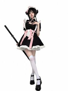 cp5xl Bow Ties Lolita Dr Sexy Maid Cafe Costumes Sweetheart RolePlay Stage Outfit Birthday Princ Apparel Cute Chemise Plus y60D#