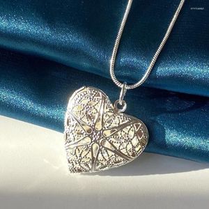 Wisiorki S925 srebrne srebrne 18 -calowe sercowe Naszyjnik ramy dla kobiet mody biżuterii ślubnej impreza świąteczna