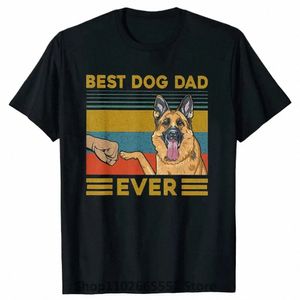 Забавные Best Dog Dad Ever немецкая овчарка ретро винтажные футболки летняя уличная одежда Cott с коротким рукавом подарки на день рождения футболка N9Qx #