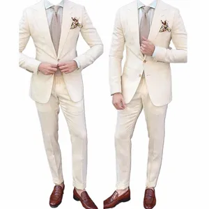 Terzi Yapım Takımları Erkekler Slim Fit Bekar Göğüslü Çarap Damat Düğün Blazer Pantolon 2pcs 2024 Butik Kostüm Homme 29GH#