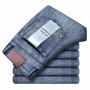 Jeans da uomo Casual Dritto Stretch Fi Classico Blu Nero Pantaloni da lavoro in denim Maschile Marchio di abbigliamento Taglia 28-40 26Am #