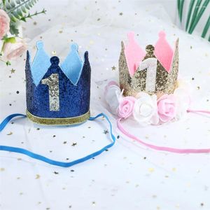 Party Decoration 1pcs 1st Birthday Caps Flower Crown First Hat Born Baby Pannband 1 år