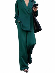 Zanzea Fi Women Lose Spods Zestawy 2023 LG Sleeve Koszulki szerokie nogi Poletsed Office Dame Fits Tracksuit Streetwears G3ZM#