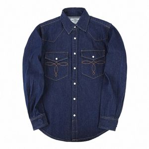 2023 New Denim Cott Men's Shirt Lg Sleeve Black Blue Drop Shoulder Butt Pockets Cowboy Loose Casual Work Jeans Shirts I7G7#