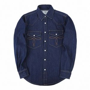 2023 nova denim cott camisa masculina lg manga preto azul gota ombro butt bolsos cowboy solto casual trabalho jeans camisas i7g7 #