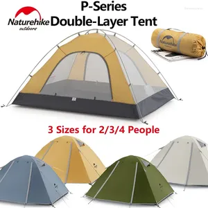 Tents And Shelters Naturehike 2024 Camping Tent Ultralight Double Layer Dome 2 People Family Outdoor Travel Beach 210T Waterproof