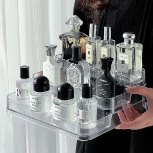 Scatole Scaffale per profumi da tavolo a 3 livelli Organizzatore cosmetico acrilico Scaffale per riporre i profumi Espositore per bambole Organizzatore per condimenti da cucina