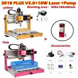 CNCルーター3018 Pro V2.0 Wood Engraving Milling Machine Kit 52mm Spindle Holder Nema17 Stepper Motors 300x180mm 500W