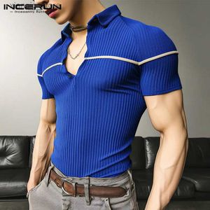 Men's T-Shirts Mens Casual T Shirt Lapel Short Sleeve Fitness Patchwork Summer Fashion Male Tee Tops 2024 Streetwear Leisure Camisetas24328