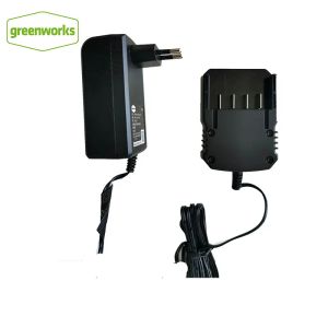 gereedschap Greenworks G24 Rasenmäher-Batterieladegerät, 24 V, Gummifüße, Wandmontage, Installationsdesign, Full Stop