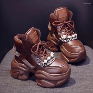 Casual Shoes 10cm High Top Sneakers Kvinna Kvinna Fashion Hight ökar damtränare Chunky Basket Femme Storlek 35-40