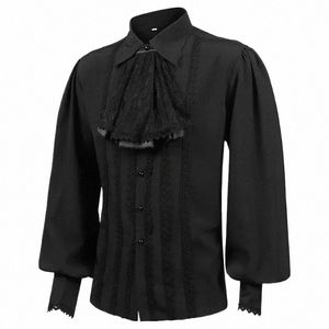 uomini Dr Camicie Manica Lg Vampire Renaissance Steampunk Gothic Ruffled Vintage Medievale Camicie Uomo Abbigliamento Chemise Maschio q8wr #